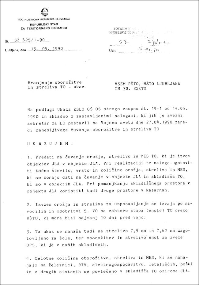 ukaz o odvzemu orožja TO