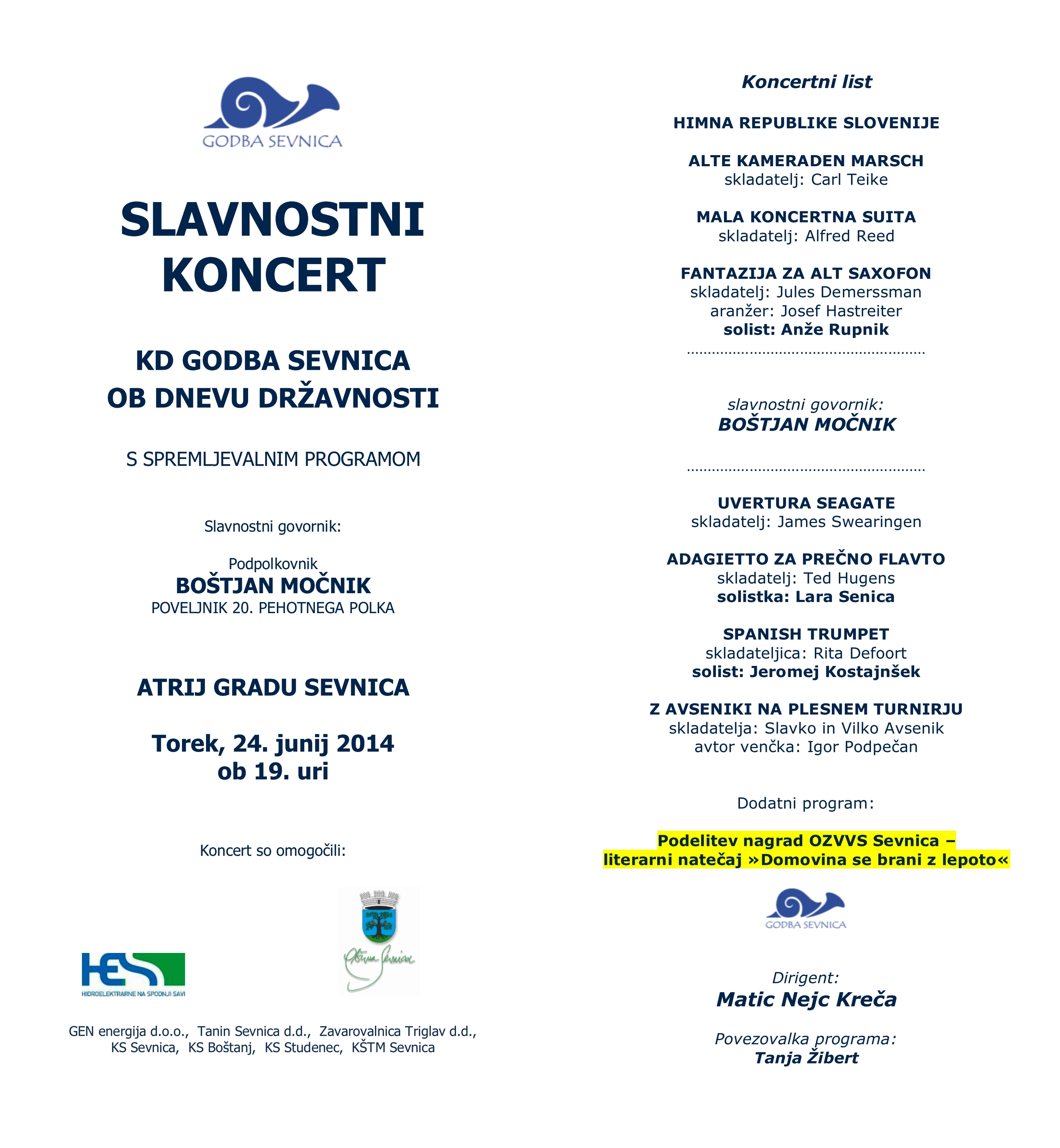 vabilo s koncertnim listom 2014