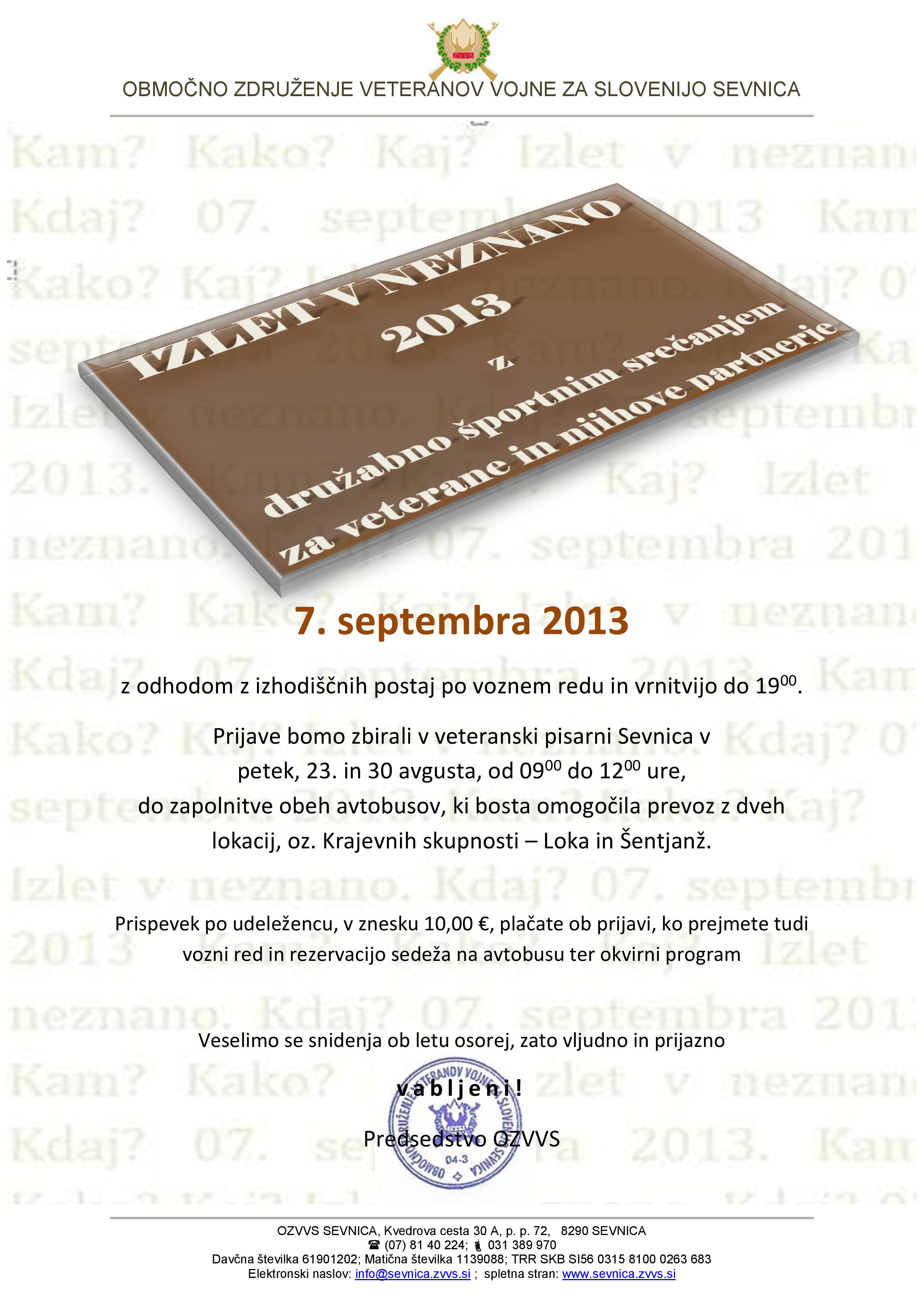 izlet v neznano 2013